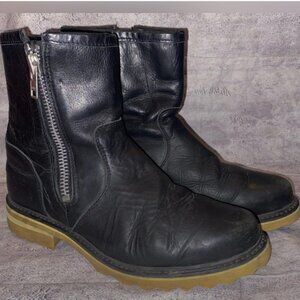 John Fluevog Stella Side Zip Up Chelsea Combat Boots Leather Lug Sole 7.5 Womens